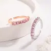 Anel Rosa Sakura com Pedras de Diamante, Estilo Palácio Retrô, Design Lindo, Versátil e Fashion, Anel Super Brilhante para Dedo Indicador, Joia para Mão Feminina