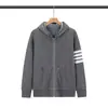 Sudadera con capucha y cuatro rayas de marca moderna para hombre y mujer, Sudadera con cremallera de algodón puro casual tipo gofre para pareja, Cárdigan