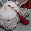 8cm tassel de leque dourado orelha criança instrumento musical acessórios estilo chinês antigo corda de pingente marcador de página de leque diy feito à mão