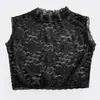 Gola Falsa All-match de Primavera e Outono Suéter de Alta Elasticidade Renda Preto e Branco Base Suéter Feminino de Outono e Inverno Renda Decorativa Roupas Falsas