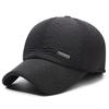Gorra de béisbol bordada de invierno para hombres de mediana edad y mayores, resistente al frío, con forro polar, gruesa y cálida, de algodón con protección para las orejas.