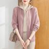 Cárdigan de punto de talla grande para primavera de 2024 para madre, chaqueta con capucha estilo occidental para mujeres de mediana edad y mayores, chaqueta que reduce la edad