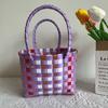 Fábrica de Artesanías Jinyi Venta al por Mayor Bolsos Infantiles de Cuadros de Colores Mini de Verano Bolso Tejido Hecho a Mano Cesta de Verduras