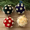 Nuevo producto transfronterizo: Adorno de bola de Navidad de tela de 8 cm con diamantes, decoración de árbol de Navidad DIY, adorno colgante de bola individual de espuma cubierta de tela