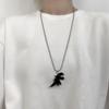 Collar de suéter para pareja de acero de titanio con diseño de nicho retro europeo y americano transfronterizo que no se desvanece, lindo dinosaurio de dibujos animados