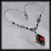 Collar Victoriano de Rosa con Gema de Vidrio Rojo Oscuro Steampunk Gótico Bruja Collar Navidad