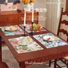 Flor Flor Posavasos Estilo Pastoral Textura Imitación Lino Color Brillante Manteles Individuales Ratón Blanco Decoración del Hogar Tela para el Hogar