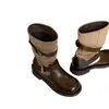 Botas de caballero redondas de moda y con estilo para mujer, Botas Martin de otoño 2026 con hebilla de cinturón, Botas versátiles y adelgazantes hasta la pantorrilla