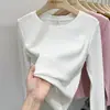 Camiseta de manga longa fina e justa com acolchoamento quente de veludo canelado para outono e inverno, top feminino, atacado transfronteiriço TEMU
