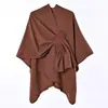 Nueva Capa Cálida de Otoño e Invierno para Mujer, Simple de Doble Cara Color Sólido Dobladillo Dividido Ropa Exterior de Cachemira Sintética con Chal de Atar Amazon