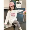 Camiseta de manga larga de algodón puro para niñas, nuevo estilo primavera y otoño, top casual holgado para niños mayores, elegante camiseta básica de cuello redondo para niñas