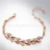 Pulsera de Hoja Dorada Transfronteriza Moda Joyería de Boda para Mujer Chapada en Diamante 18K Pulsera Dorada de Trigo al por Mayor