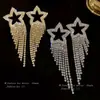Brincos de Franja Estrela de Canto com Zircônia Agulha de Prata Feminino Estilo Coreano Nicho Moda Design Stud de Orelha Versátil Elegante Orelha Totalmente de Diamante