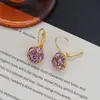 Brincos de Zircônia Roxa com Design de Nicho Minimalista Luxo Leve High-End Moderno Temperamento Brincos Moda Celebridade da Internet para Mulheres