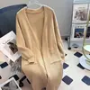 Capa Larga de Suéter Estilo Perezoso 2026 para Mujer, Nueva Versión Coreana Otoño/Invierno, Tejido de Punto Holgado Casual de Alta Gama por Encima de la Rodilla