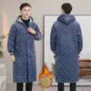 Abrigo de Algodón Grueso Forrado de Polar para Hombre Invierno Lobo del Norte Casual Largo Por Encima de la Rodilla Ropa de Trabajo Ropa para el Hogar