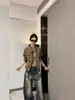 Estilo Retro Americano Mate Silueta Nostálgica Jeans de Nicho para Mujer Otoño Nueva Llegada Adelgazantes Pierna Curva Pantalones de Pierna Ancha Largos hasta el Suelo