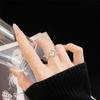 Moda Retro Folha Anel de Diamante Elegante Simples Mulheres Brilhando Personalidade de Luxo de Alta Classe All-match Nobre Presente
