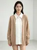 Camisa de Retazos Simple Estilo Coreano Tejido de Punto Falso de Dos Piezas Otoño/Invierno 2026 Nuevo Diseño de Tendencia Cárdigan de Manga Larga
