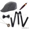 Anos 1920 Festa Gatsby Charuto Falso Relógio de Bolso Alça de Pescoço Conjunto de Gravata Borboleta Roupa Masculina Chapéu Boina de Lã