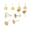 Pendientes Planos de Acero Inoxidable Dorados y Plateados Pendientes Hechos a Mano para DIY Accesorios para Pendientes Tapones para los Oídos de Base Plana Accesorios de Joyería para Tapones para los Oídos