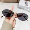 Gafas de Sol Ovaladas Metálicas de Marco Delgado Estilo Retro Gafas de Sol de Moda Transfronterizas Europeas y Americanas Gafas de Sol sin Marco con Borde Cortado Letra F