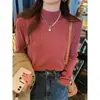 Suéter base feminina de gola alta parcial, novo estilo outono/inverno 2026, top de malha justo com design de gola média