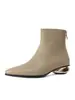 Botines Cortos de Tacón Bajo Nuevos Otoño e Invierno 2026 para Mujer, Botines Individuales Primavera y Otoño, Tacón Grueso, Punta Fina, Botas de Cuero Británicas Versátiles, Botas de Algodón, Talla Grande