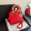 Bolsa Cuadrada Pequeña Popular Transfronteriza para Mujer 2026 Nuevo Modelo Bolso de Hombro Cruzado Bolso de Mano Correa Tejida Bufanda Bolso de la Princesa Diana