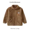 Chaqueta de felpa de algodón suave para niños, otoño e invierno, unisex, con cuello alto y cremallera, felpa de coral engrosada, adecuada para usar en interiores y exteriores