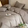 Juego de 4 piezas jacquard de algodón 100% tejido grueso de los años 60, funda de edredón de algodón puro, sábana plana, sábana ajustable, ropa de cama de alta gama para dormitorio principal
