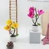 3 Magnolias Artificiales Flor de Lluvia Maceta de Piedra Adornos Mesa de Sala de Estar Decoración Flor Artificial en Maceta Arreglo de Banquete de Bodas Maceta
