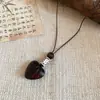 Collar marrón con forma de corazón de estilo relajado y desenfadado, cadena única para la clavícula de estilo étnico, cadena creativa de nicho para suéter para mujer