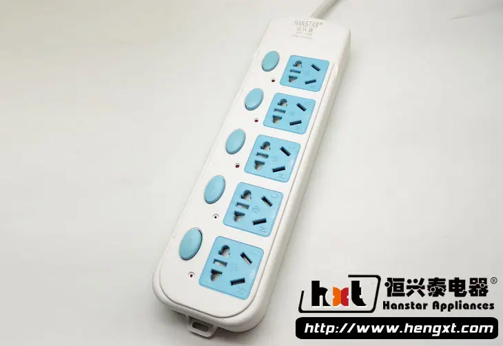 恆興泰155带五位独立开关安全门25孔插座 2500W带线无线插线板
