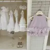 LeEn Fashionista Bebê! Conjunto de Duas Peças Roxo de Renda para Meninas Original 2026 Verão
