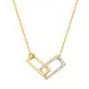 Colar Quadrado Duplo com Anel Duplo Estilo Coreano para Mulheres, Design de Nicho, Luxo Acessível, Corrente de Clavícula de Alta Qualidade, Estilo Simples e Cool