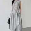 Vestido de Tirantes Delgado de Verano Nuevo Estilo Perezoso Chic de Alta Calidad Moda Coreana Dongdaemun para Mujer con Cinturón