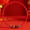 Pulseira Tecida à Mão com Fio Vermelho de Cinábrio Estilo Novo para Homens e Mulheres, Amuleto da Sorte para o Ano de Nascimento