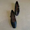 Versión de piel de oveja apertura poco profunda hebilla de metal de una sola tira zapatos Mary Jane negros para mujer retro francés de fondo plano versátiles de punta cuadrada zapatos de vestir