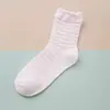 Calcetines posparto, calcetines de algodón primavera/verano, longitud media pantorrilla, color liso para mujer, malla fina, ajuste holgado, sin presión, calcetines de maternidad, puño de burbuja, estilo dulce