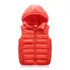 Chaleco de plumón y algodón para niños de otoño e invierno transfronterizo estilo coreano color liso con capucha para niños y niñas, niños medianos y grandes