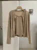 KEKEZOON Nuevo conjunto de dos piezas estilo coreano para principios de otoño: chaleco sin mangas + cárdigan de manga larga con lunares, foto real 8880