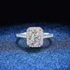 Anillo de Plata Nueva Moda Micro-incrustado Anillo de Diamante Moussaint Corte Esmeralda Anillo de Diamante Moussaint Color D Anillo de Plata