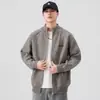 Suéter Cardigan com Zíper e Gola Alta Estilo Retrô Americano Masculino Outono/Inverno 930g Peso Pesado Marca Tendência Malharia Outerwear Atacado