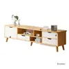 Mueble de TV Moderno Minimalista Estilo Nórdico para Dormitorio y Sala de Estar, Adecuado para Apartamentos Pequeños, con Patas de Madera Maciza, Mesa de Centro y Juego de Mueble de TV