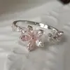 Anillo Abierto de Flor Rosa Súper Brillante Estilo Dulce y Femenino Ligera Lujo Diseño de Moda Nicho Anillo Abierto para Dedo Índice
