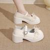 Sapatos Mary Jane Retrô Franceses com Laço e Sola Grossa para Mulheres 2025 Verão Novos Mocassins Versáteis Estilo Britânico para Mulheres