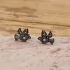 Pendientes de Acero Inoxidable con Corte de Pájaro Nuevos Transfronterizos para Mujer, Pendientes Lindos, Pendientes Sencillos Coreanos de Nicho con Flor
