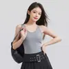 Camisola de Punto sin Mangas de Tencel Lyocell para Mujer con Hermoso Diseño en la Espalda, Versátil para Usar en Capas o Sola