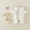 Mono Floral de Invierno para Bebé Niña, Mono Cálido Estilo Chino con Forro Polar para Recién Nacidos para Usar Afuera